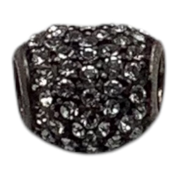 Pave Heart Bead Charm For European Bracelets Silver Tone With Clear Crystals - Picture 3 of 7